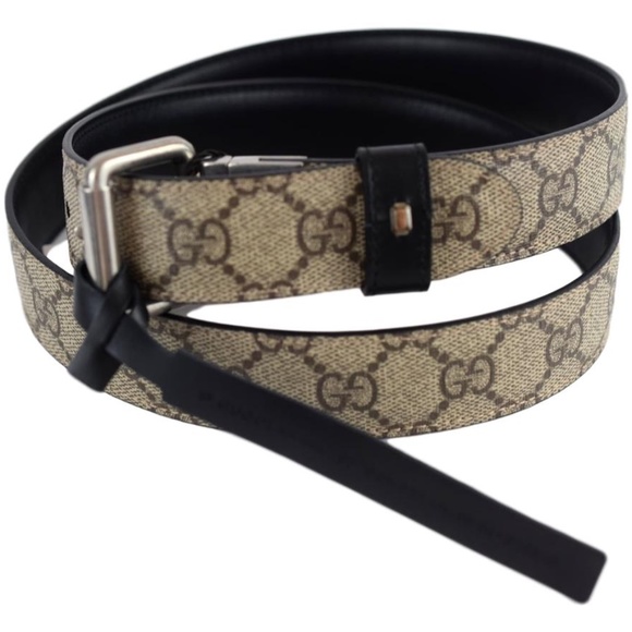 Black/Brown 387035 Unisex Leather Reversible Gg 95-38 Belt - Picture 1 of 1
